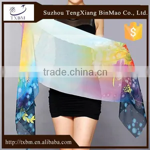 Customize Digital Printed 100% Silk Scarves Long Chiffon Scarf NO MOQ thumbnail-1