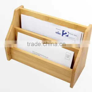 Desktop Envelope Holder Paper Rack Bamboo 3 Step Shelf Organiser thumbnail-2
