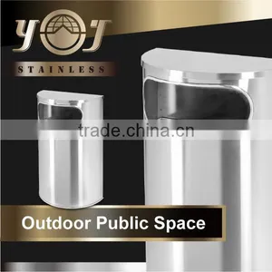 55L Stainless Steel Decorative Street Outdoor Metal Trash Can thumbnail-1