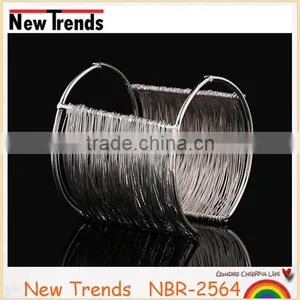New Design Twist Iron Chain Bangle Wide Iron Wire Open Cuff thumbnail-6