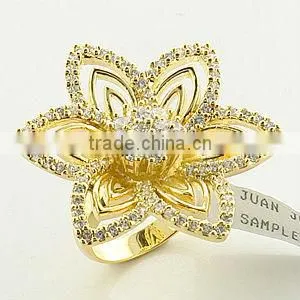 Plated 18k Gold 925 Solid Silver Flower Rings thumbnail-1