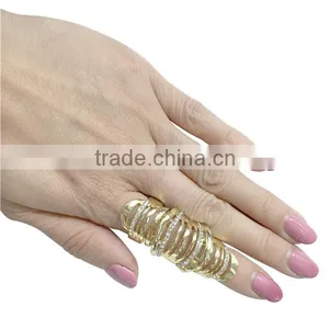 Wholesale Latest Design Gold Plated Rhinestone Full Finger Knuckle Ring Fashion Jewelry thumbnail-3