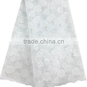 Polyester Dubai French Flower Sequins Embroidery Lace Fabric Wholesale thumbnail-5