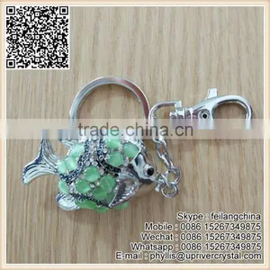 Best Sale Cheap Keychain Jewelry Souvenir Green Fish Key Ring For Promotion thumbnail-1