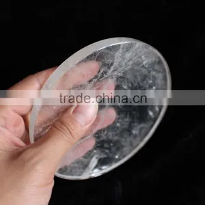 Natural Rock Clear Quartz Stone Crystal Round Slab thumbnail-2