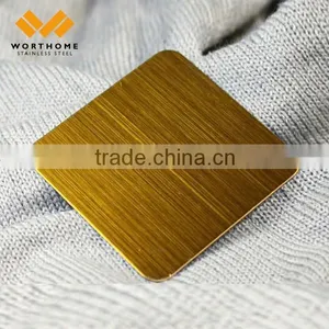 201 304 Cold Rolled No.4 HL Gold Mirror Stainless Steel Decorative Sheet thumbnail-1