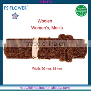 FS FLOWER - England Style Woolen Orange Color Watch Strap Leather Back Stitching 18mm, 20mm thumbnail-2