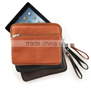 Genuine Leather Zipper Pouch for Ipad thumbnail-1