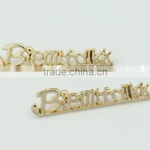 Custom Gold Metal Letter Logo Metal Label for Handbags Wholesale thumbnail-3