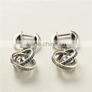 New Design Silver Jewelry Round Shaped Spinel World Globe Fashion Earrings thumbnail-3