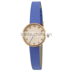 New Fashion Design Stainless Steel Case Real Leather Strap Wristwatch for Women thumbnail-4