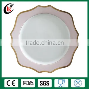 Elegant Rimmed Gold Ceramic Charger Plate for Wedding thumbnail-3
