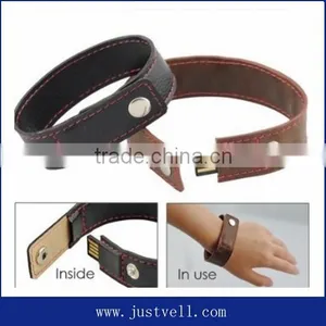 Real Capacity Leather Wrist Band Pen Drive 8gb Usb Bracelet Memory Stick thumbnail-1