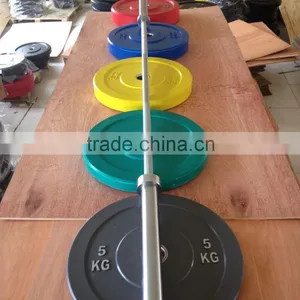 Weight Lifting Olympic Bar With Solid Virgin Training Bumper Plate thumbnail-5
