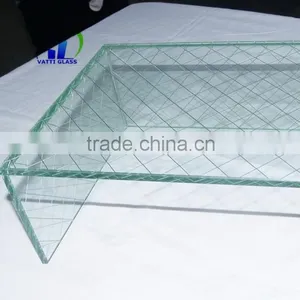 6mm Clear Wired Glass Clear Diamond Wired Glass Decorative Wired Glass With CE CCC thumbnail-3