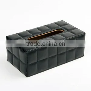 Classic Plastic PU Leather Tissue Box Cuboid Tissue Holder Box thumbnail-1