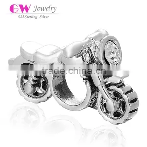 X208 Handmade Silver Motorcycle Charms,Real 925 Silver Diy Charm Pendants For Men thumbnail-1