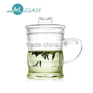 Wholesale 550ml Glass Tea Cup With Strainer With Lid High Borosilicate Glassware TB305 thumbnail-1