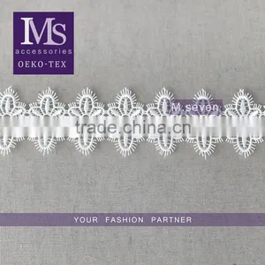 Nice White Color 100% Polyester Material Ladies Scolloped Shaped Lace Trim Eyelash Embroidery Lace in 4.5cm thumbnail-1