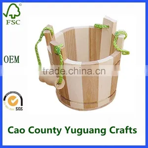 Kids Toy Buckets Natural Small Wooden Craft Bucket for Garden thumbnail-1