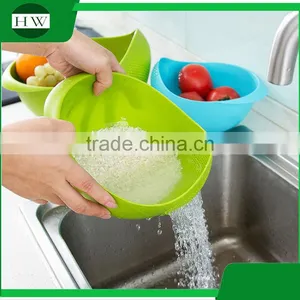 Multipurpose Plastic Manual Fruit Vegetable Rice Sifter Wash Washing Basin Strainer Sieve Bowl Basket thumbnail-1