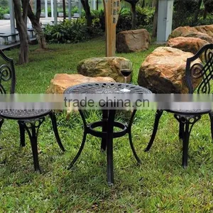 Oblique Pattern Tea Table and KD Chair Aluminum Patio Set thumbnail-1