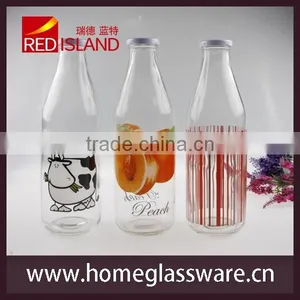1L Vintage Different Patterns Glass Milk Bottles thumbnail-3