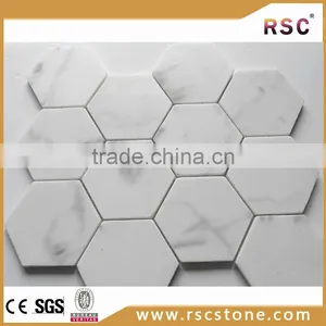 Hexagon Italian White Marble Mosaic Tile thumbnail-1
