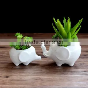 Indoor Decor Ceramic Flower Pots Small White Animal Bonsai thumbnail-1