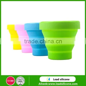 Eco-friendly Collapsible Silicone Coffee Cup For Camping/Silicone Flodable Cups With Lids thumbnail-3