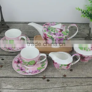 Hot Sale China Supplier Procelain Golden Rim Rose Coffee Teapot thumbnail-1