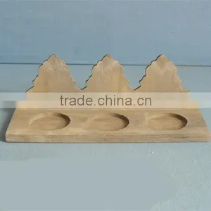 Cheap Unfinished Decorative Craft Wooden Candle Holder Craved thumbnail-3