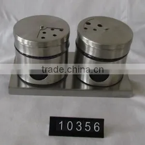 6 Pieces Mat Shinning Stainless Steel Coated Empty Spice Jars With Stand thumbnail-4