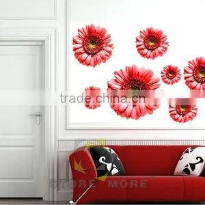 Red Rose PVC Adhesive Wall Sticker Solid Color thumbnail-1