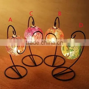 Mosaic Glass Lantern Candle Holders Hanging Candle Lantern Garden Light thumbnail-2