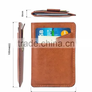 Real Leather Slim Front Pocket Minimalist Wallet Money Clip Card Holder thumbnail-2