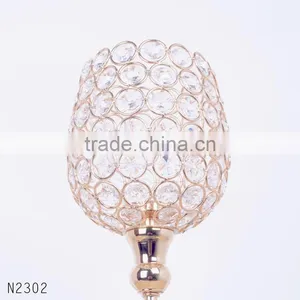 Top Selling Crystal Candle Holder With Metal Plated Candlestick for Home Wedding Decorative Romantic Candle Stand Free Shipping thumbnail-3