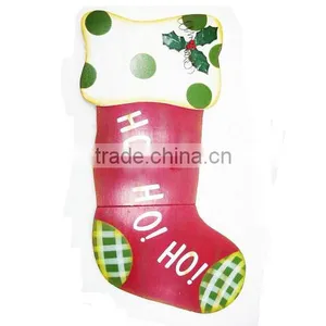 Wood HO HO HO Christmas Ornaments Patterns Socks Plaque thumbnail-1