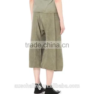 Custom Ladies Cropped Cotton Trousers Patterns New Design thumbnail-3