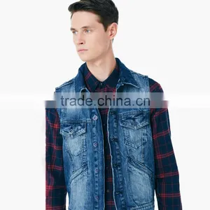 OEM Supply Fitted Sleeveless Denim Jacket for Men thumbnail-3