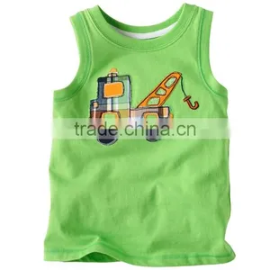 Boys Fashion Green Sleeveless Cartoon t Shirts thumbnail-1