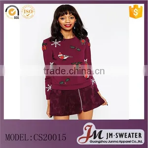 Beautiful Christmas Red Color Pullover Hooded Sweater For Women thumbnail-1