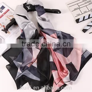 2016 Fashion Bandana Luxury Scarve Woman Brand 100% Silk Scarf With Flower Print Women Shawl High Quality Print thumbnail-3