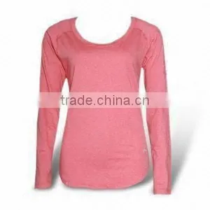 Single Jersey Long Sleeves Women's T-shirt, Made of 100% Cotton and 160gsm to 200gsm thumbnail-1