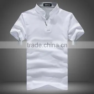 Custom Latest and New Summer Style Solid Colour v Collar Polo Men Shirt Wholesale for Sale thumbnail-1
