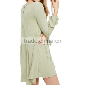 2017 OEM Women Seaside Style Vented Long Sleeve Blouse Dress thumbnail-4