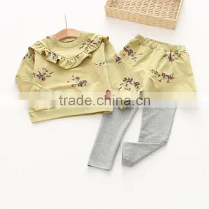 New Style Flower Printing Casual Cotton Wholesale Girls Clothing Sets thumbnail-6