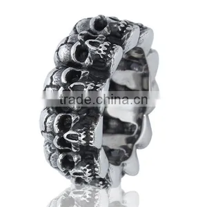 Stainless Steel Unadjustable Rings Antique Silver Skull thumbnail-1