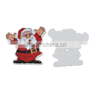 Wood Sewing Buttons Scrapbooking 2 Holes Christmas Santa Claus White & Red thumbnail-3