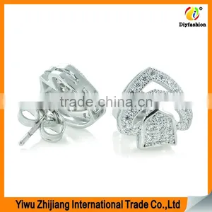2017 New Fashion Set Auger Inlay Zircon Platinum Plating Double Heart Earrings thumbnail-1